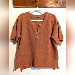 Sweater henley short sleeve top